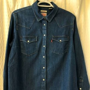 Levi’s dark denim long sleeve shirt